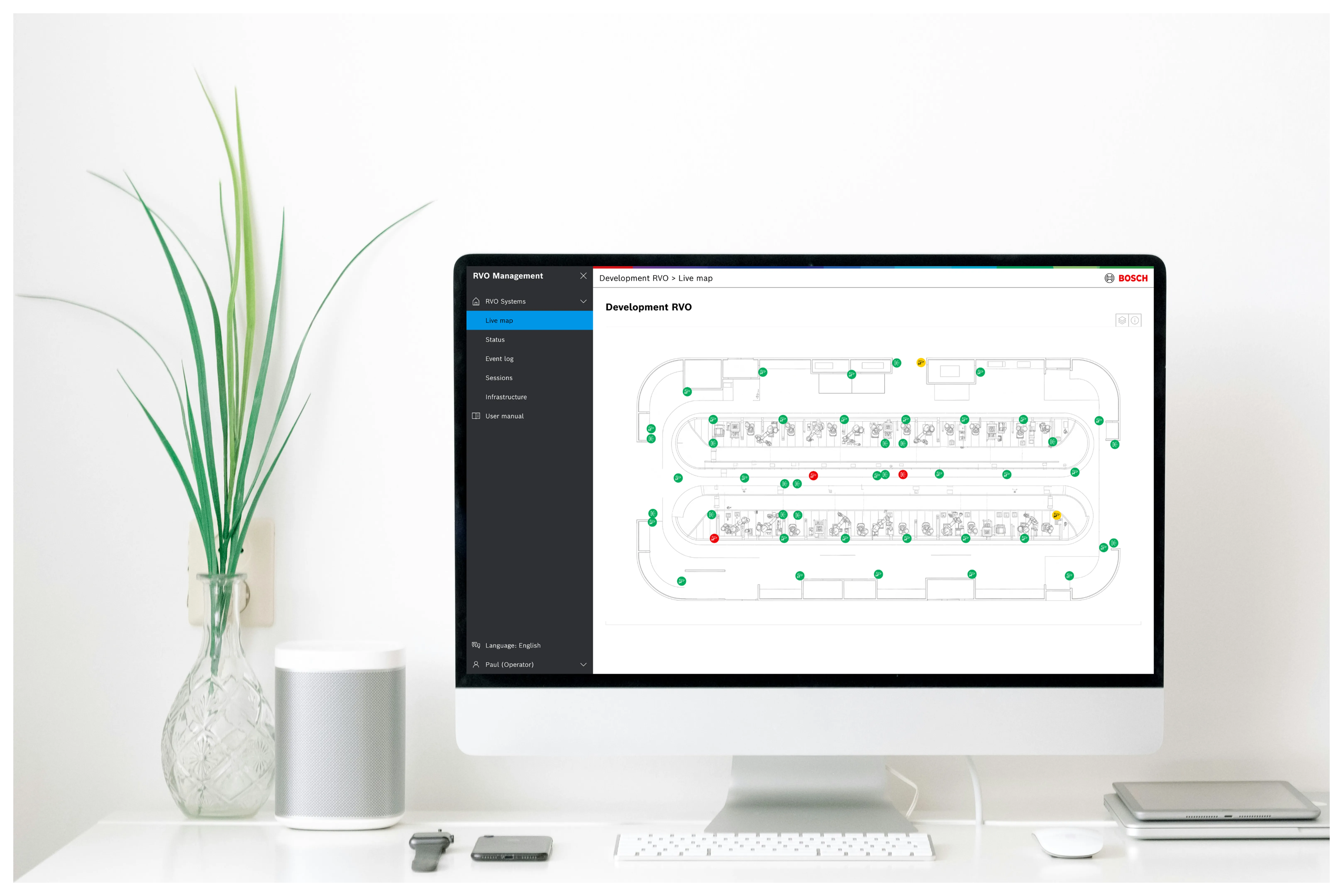 Automated Vehicle Maneuvering user interface is displayed on a desktop monitor.