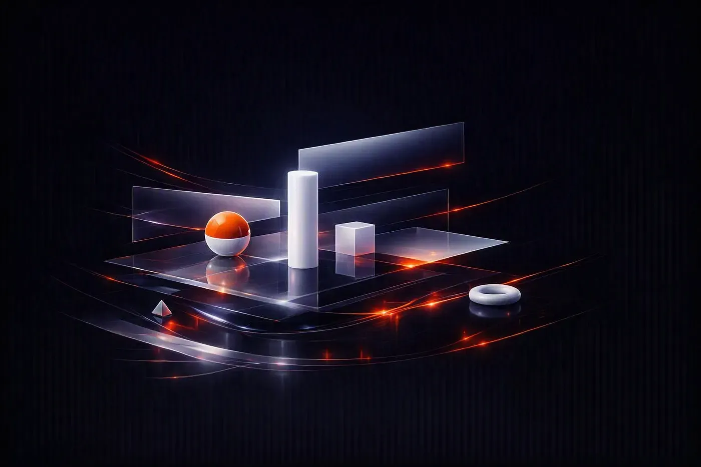 Abstract cover image showing 3D objects on a black background.